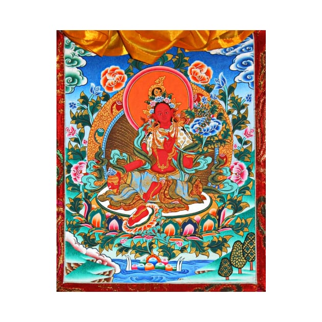 Red Tara Tibetan Buddhist Deity Thangka by TammyWinandArt