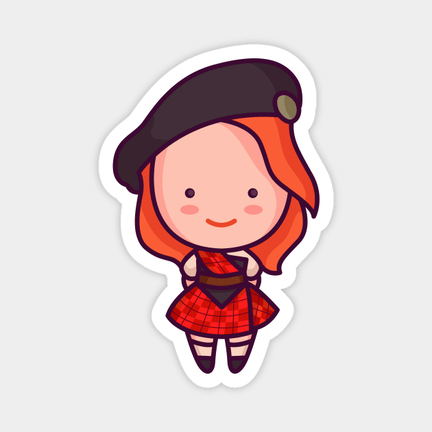 Cute Scottish Girl with Traditional Tartan Magnet by SLAG_Creative