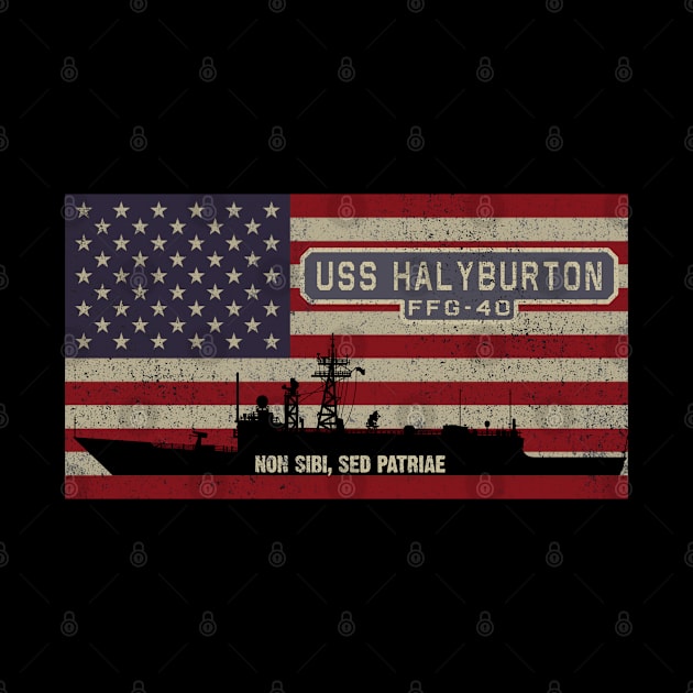 Halyburton FFG-40 Frigate Ship USA American Flag Gift by Battlefields