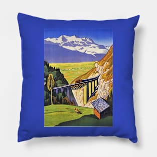 Vintage Travel Art - Switzerland Pillow