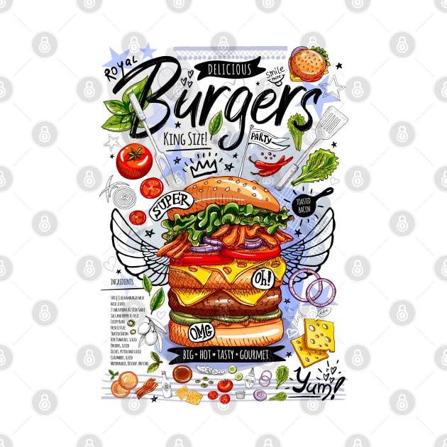 Food, fast food, super, king size, burger, hamburger, cheeseburger by Iraida Bearlala