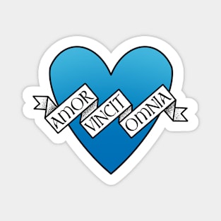 amor vincit amnia blue heart Magnet