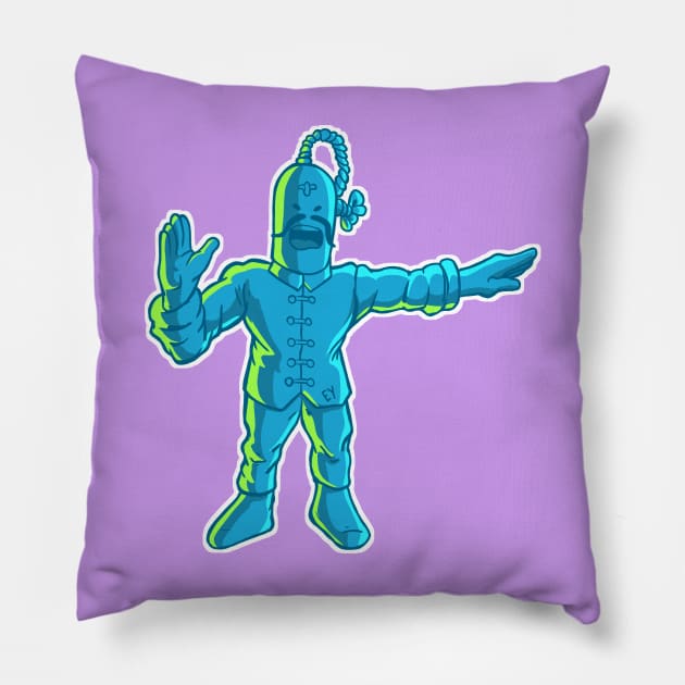 Vintage Toy Wrestler Pillow by Iggycrypt