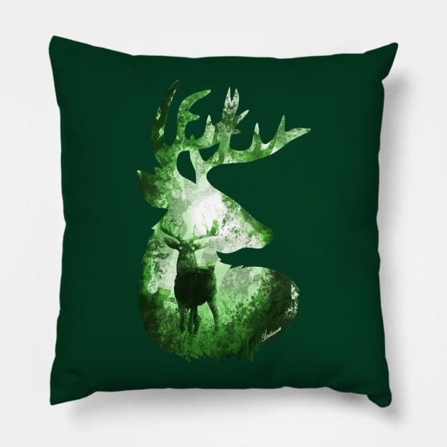Evergreen Deer Pillow by DVerissimo