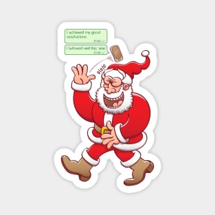 Santa laughing out loud when receiving text messages from people saying that they have been good Magnet