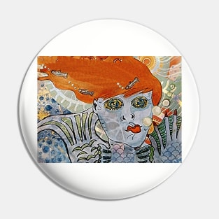 The Mermaid Says "Hi" (The Uncertain Smile) Pin