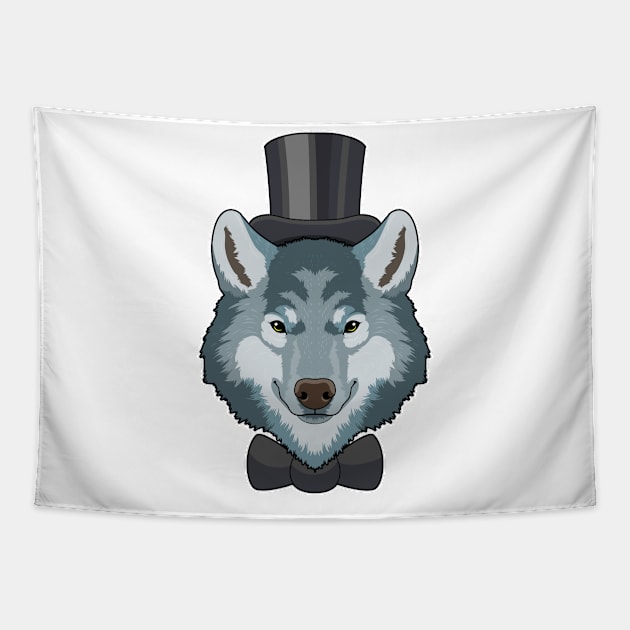 Wolf as Groom with Bow Tapestry by Markus Schnabel