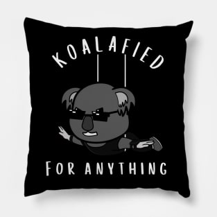 Koalafied for anything Funny Koala Cartoon Pun Pillow