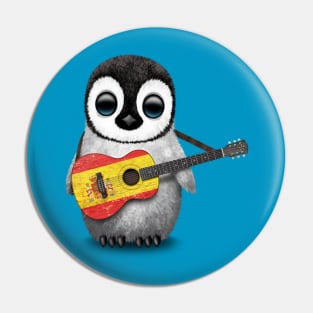 Baby Penguin Playing Spanish Flag Guitar Pin