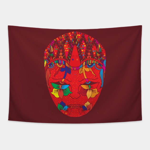 colorfull decorative face Tapestry by tebulation