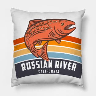 Russian River California Salmon Fishing Graphic Pillow