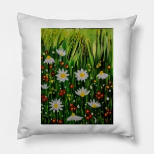 Some wild abstract mixed wild flowers Pillow