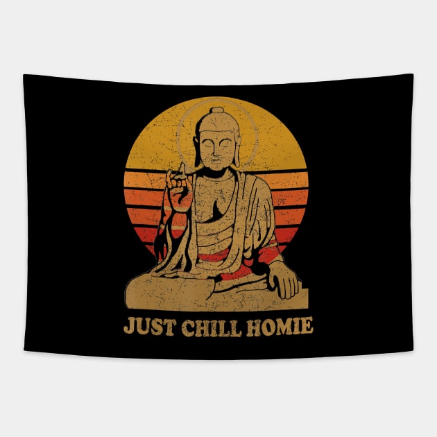 Buddha Just Chill Homie Vintage Sunset Tapestry by JaydeMargulies