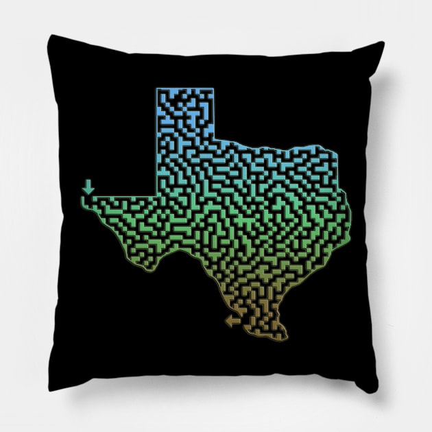 Texas State Outline Maze & Labyrinth Pillow by gorff