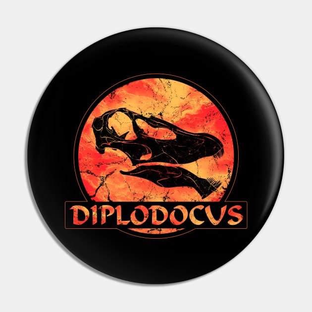 Diplodocus Fossil Skull Pin by NicGrayTees