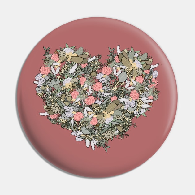 Flower heart Pin by ballooonfish