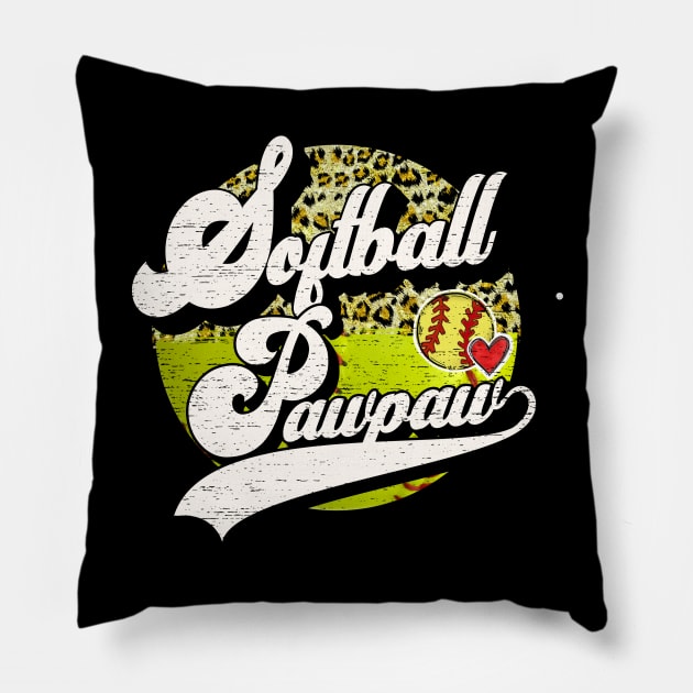 Softball Pawpaw Vintage Leopard Softball Family Matching Pillow by Wonder man 