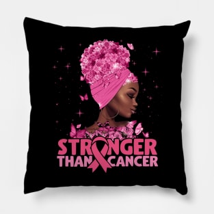 Black Women Queen Stronger Than Breast Cancer Pink Ribbon Pillow