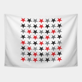 Red Black and Grey Star Pattern Tapestry