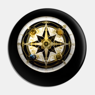 Ornate Golden Compass Pin