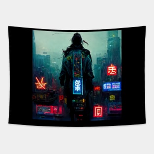 Novis - Cyberpunk Cityscape Skyline Tapestry