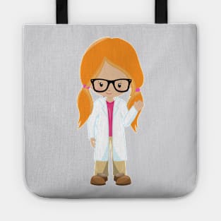 Science Girl, Scientist, Cute Girl, Orange Hair Tote