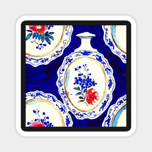 Chinoiserie on jeweled cobalt blue Magnet