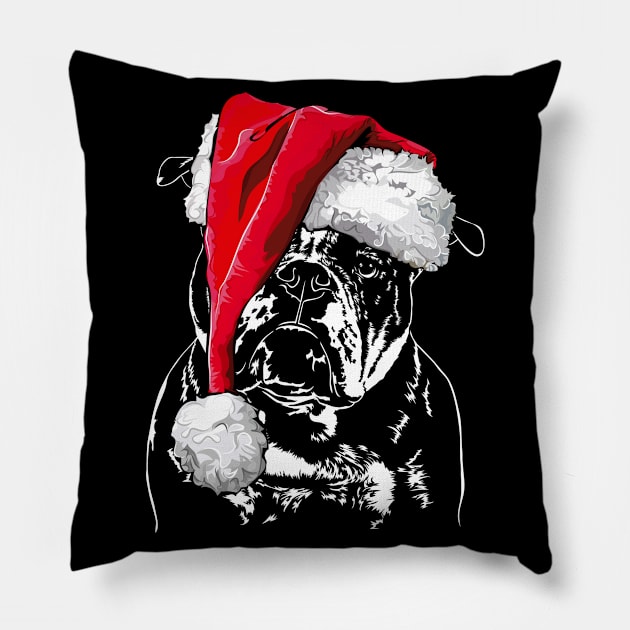 Funny Santa Old English Bulldog Merry Christmas dog Pillow by wilsigns