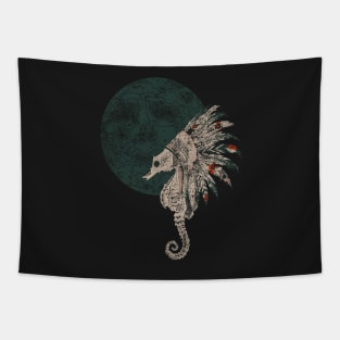 seahorse native night Tapestry