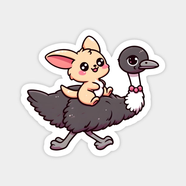 Baby Kangaroo riding a Emu Magnet by SergioCoelho_Arts