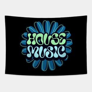 HOUSE MUSIC  - Y2K Flower (Blue/green) Tapestry