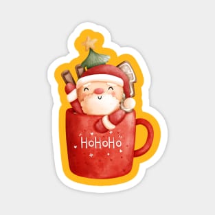 Cute Santa In A Cup Magnet