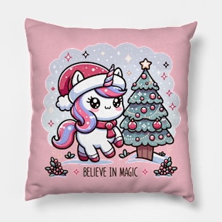 Magical Kawaii Unicorn Christmas Pillow