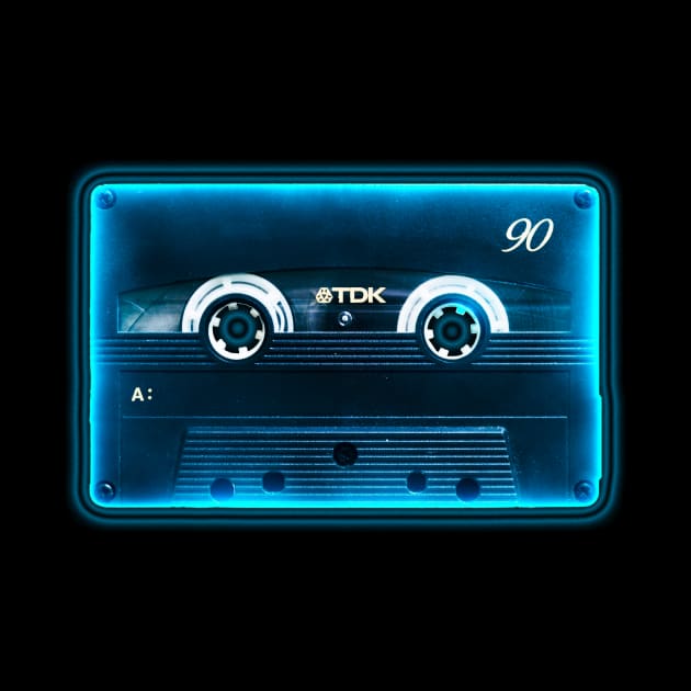 Blue Neon Cassette Tape by DyrkWyst