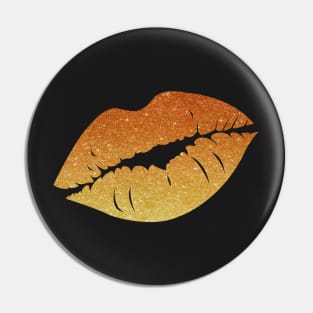 Orange Ombre Faux Glitter Lips Pin