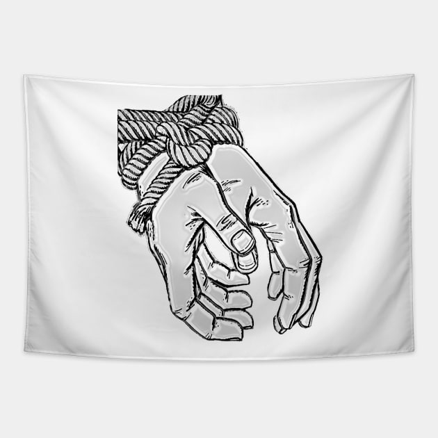 tied hands Tapestry by Marccelus