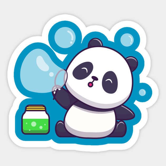 Cute Panda Playing Soap Bubble Cartoon - Panda - Sticker | TeePublic Cute Panda Playing Soap Bubble Cartoon - Panda - Sticker | TeePublic