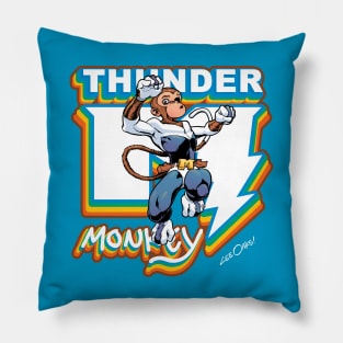 Young Thunder Monkey with Retro Logo Pillow