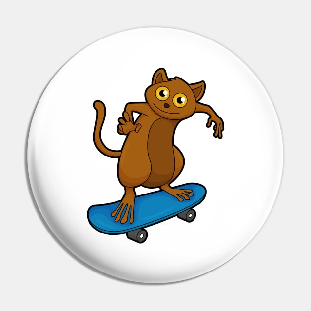 Tarsier as Skater with Skateboard Pin by Markus Schnabel