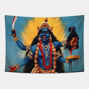 Kali trampling Shiva Tapestry