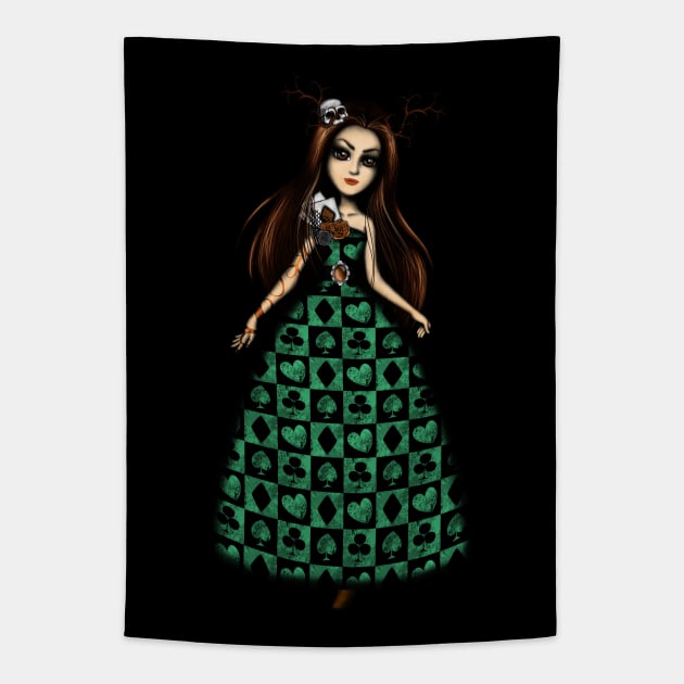 Girl with skull Fantasy Gothic Girl Tapestry by DeneboArt