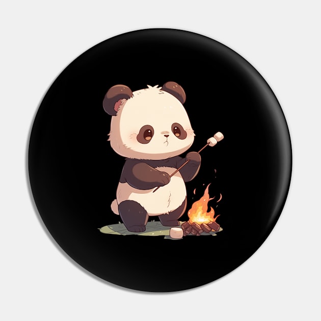 Panda Eating Marshmallows - Panda Bear Japanese Pin by Anassein.os