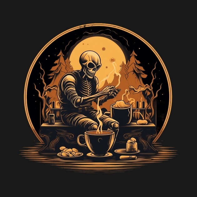 Night Coffee Ritual Skeleton by MetaBrush