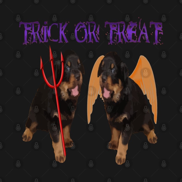 Cute Rottweiler Halloween Trick or Treat Vector Cut Out by taiche