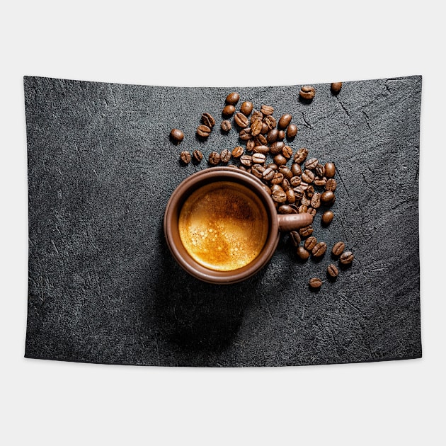 Coffee cup and beans Tapestry by GreekTavern