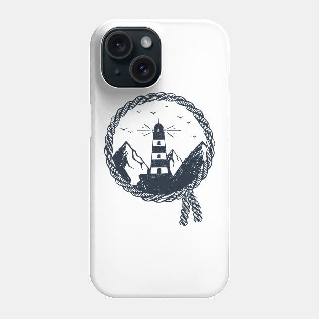 Lighthouse. Mountains. Nautical. Inspirational Creative Illustration. Phone Case by SlothAstronaut