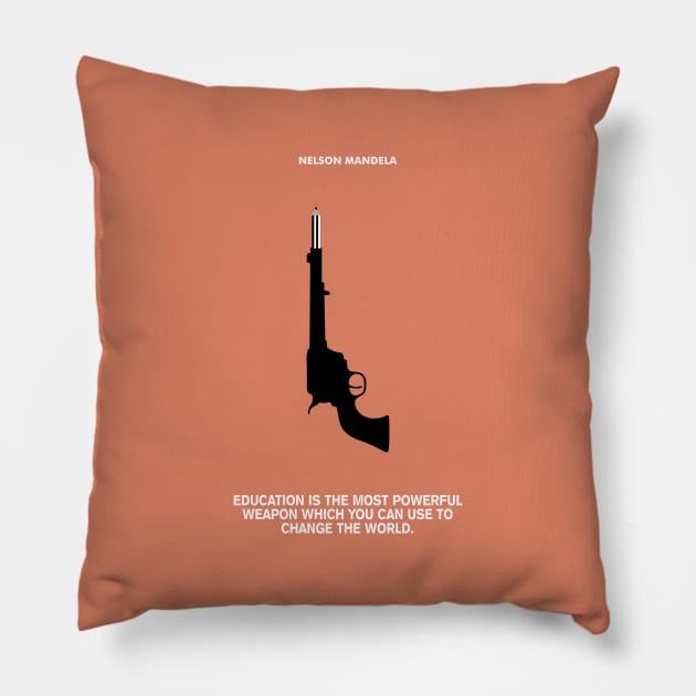 Education Change The World Nelson Mandela Quotes Pillow by labno4