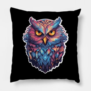 Luminous Nocturne: Holographic Owl Splendor Pillow