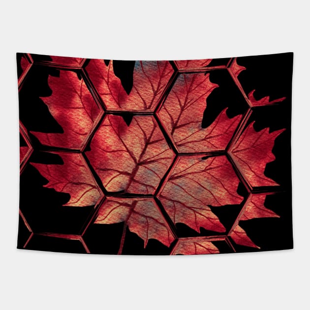 Orange Maple Leaves Watercolor Tapestry by Moon Art