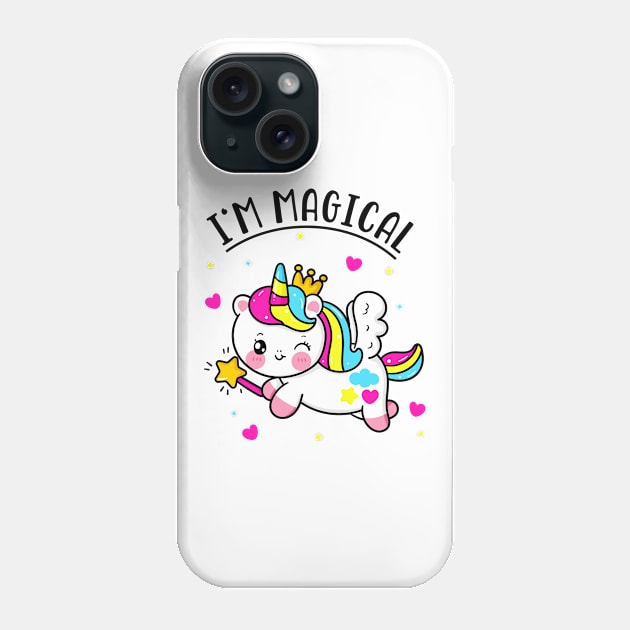 Magical Cute Chibi Unicorn Girl Phone Case by Foxxy Merch